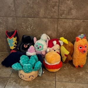 Assorted Plush Dog Toy Lot - Colorful Cute Characters